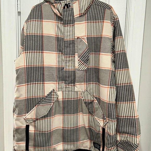 Burton AG Analog ATF Hooded Anorak Size L Snowboarding Fashion Houndstooth Plaid - Picture 1 of 6